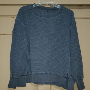 American Eagle Outfitters Textured Blue Crew Neck Sweater